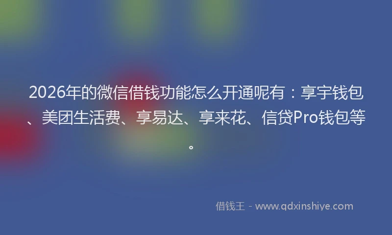 2026年的微信借钱功能怎么开通呢有：享宇钱包、美团生活费、享易达、享来花、信贷Pro钱包等。