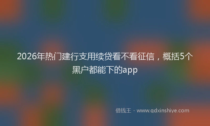 2026年热门建行支用续贷看不看征信，概括5个黑户都能下的app