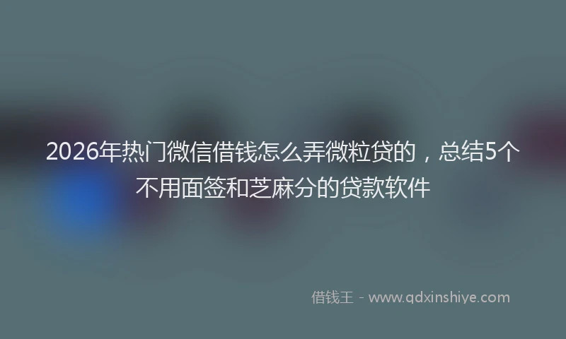 2026年热门微信借钱怎么弄微粒贷的，总结5个不用面签和芝麻分的贷款软件