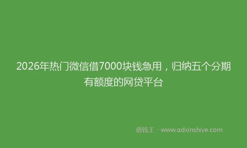 2026年热门微信借7000块钱急用，归纳五个分期有额度的网贷平台
