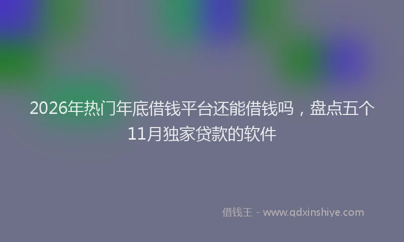 2026年热门年底借钱平台还能借钱吗，盘点五个11月独家贷款的软件