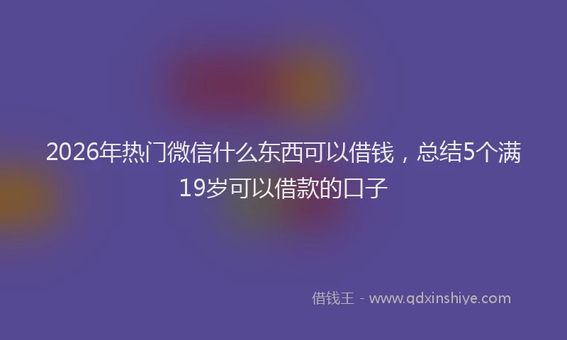 2026年热门微信什么东西可以借钱，总结5个满19岁可以借款的口子