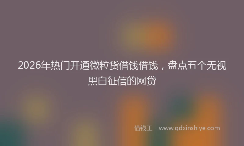 2026年热门开通微粒货借钱借钱，盘点五个无视黑白征信的网贷