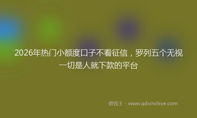 2026年热门小额度口子不看征信，罗列五个无视一切是人就下款的平台