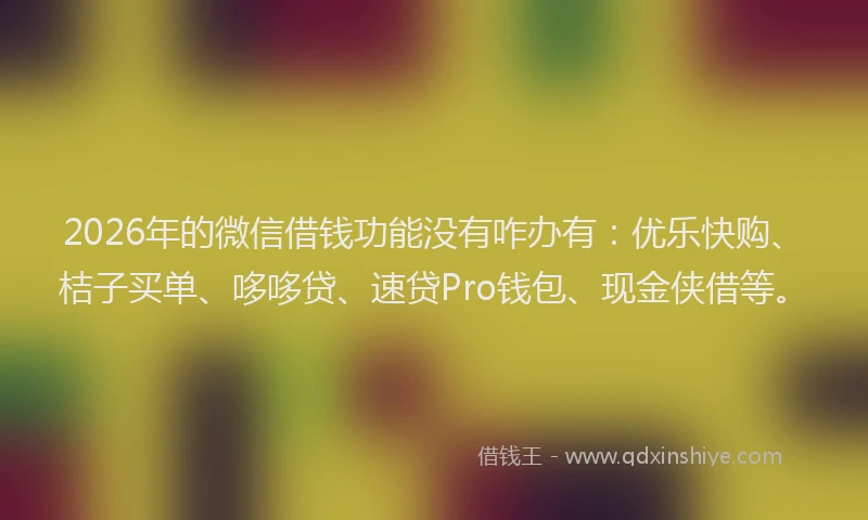 2026年的微信借钱功能没有咋办有：优乐快购、桔子买单、哆哆贷、速贷Pro钱包、现金侠借等。