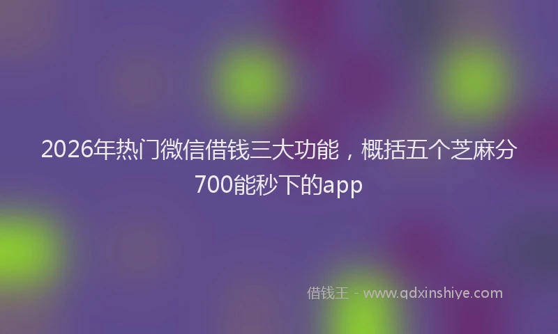 2026年热门微信借钱三大功能，概括五个芝麻分700能秒下的app