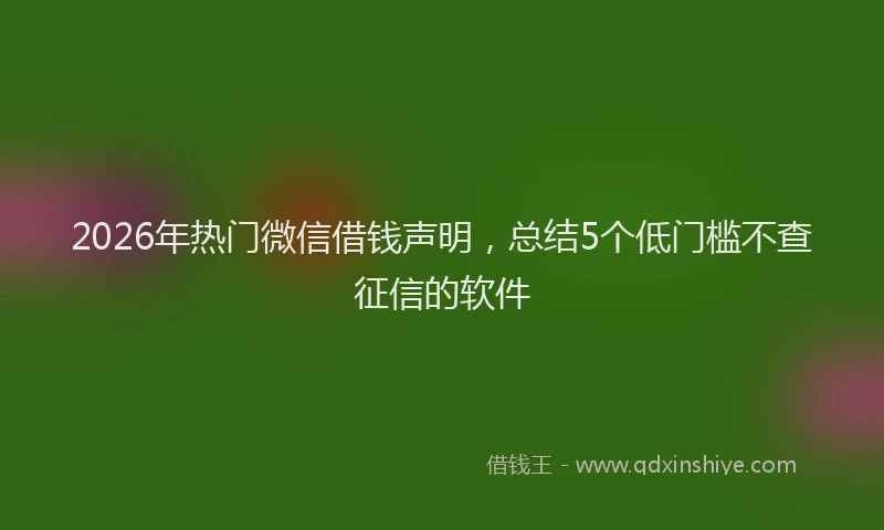 2026年热门微信借钱声明，总结5个低门槛不查征信的软件