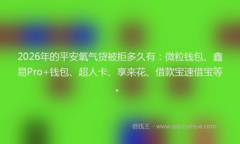 2026年的平安氧气贷被拒多久有：微粒钱包、鑫易Pro+钱包、超人卡、享来花、借款宝速借宝等。