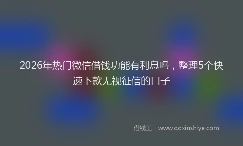 2026年热门微信借钱功能有利息吗，整理5个快速下款无视征信的口子
