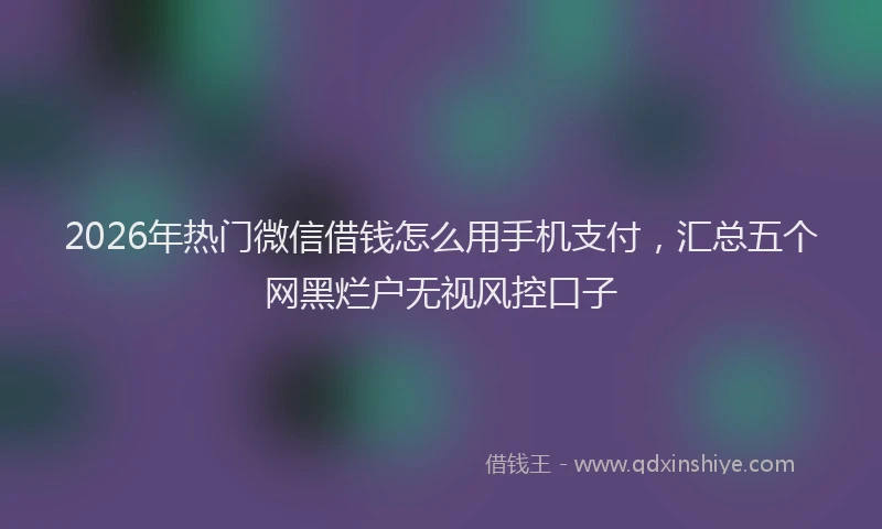 2026年热门微信借钱怎么用手机支付，汇总五个网黑烂户无视风控口子