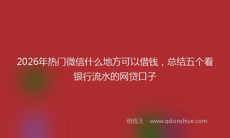 2026年热门微信什么地方可以借钱，总结五个看银行流水的网贷口子