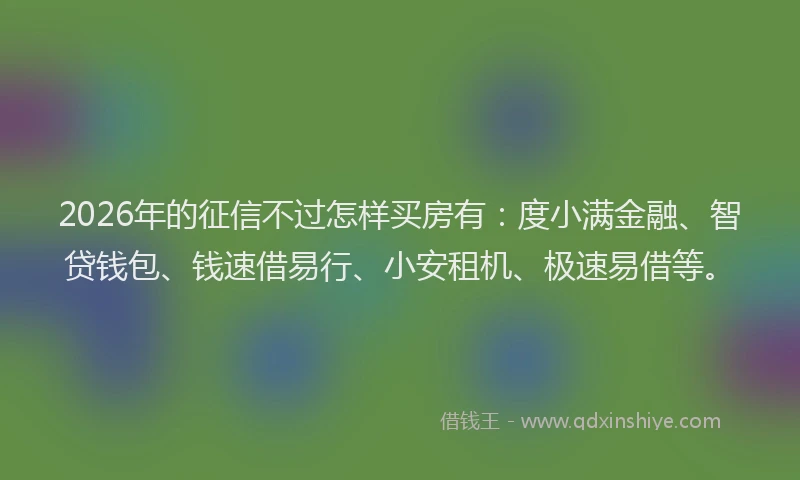 2026年的征信不过怎样买房有：度小满金融、智贷钱包、钱速借易行、小安租机、极速易借等。