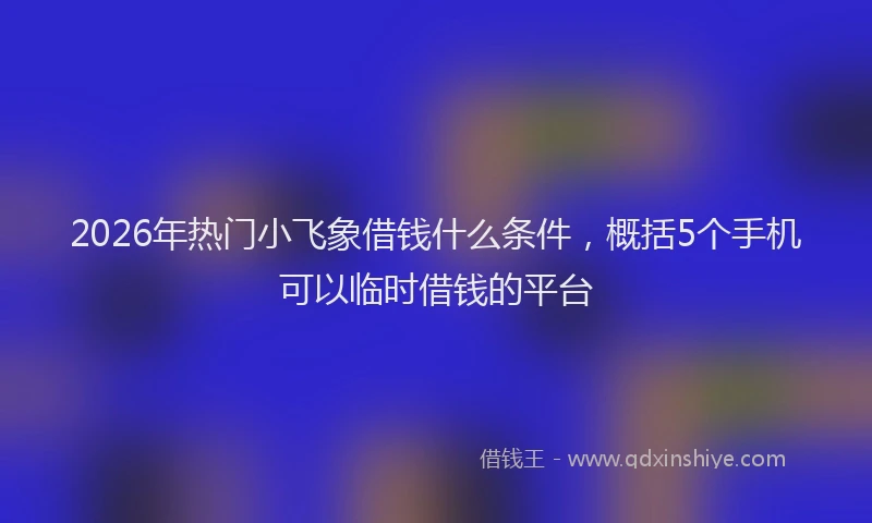 2026年热门小飞象借钱什么条件，概括5个手机可以临时借钱的平台