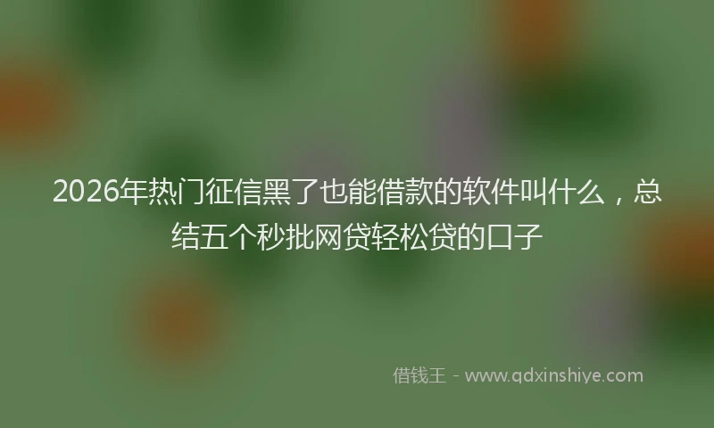 2026年热门征信黑了也能借款的软件叫什么，总结五个秒批网贷轻松贷的口子