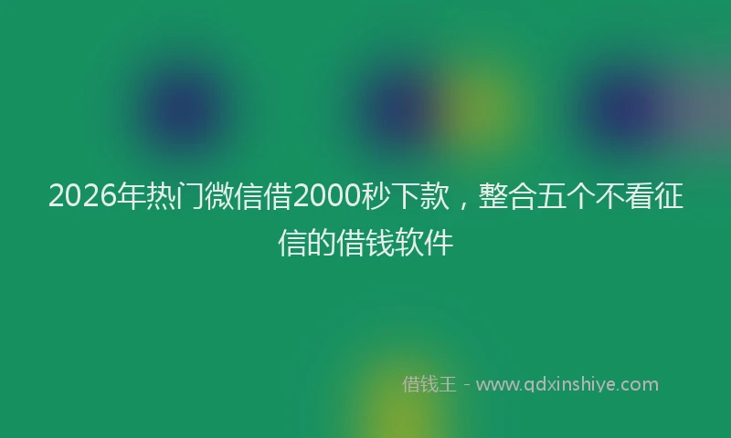 2026年热门微信借2000秒下款，整合五个不看征信的借钱软件