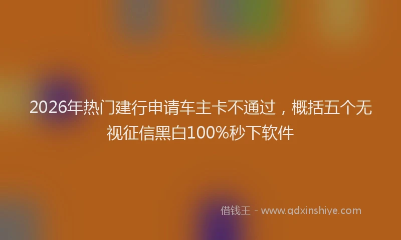 2026年热门建行申请车主卡不通过，概括五个无视征信黑白100%秒下软件