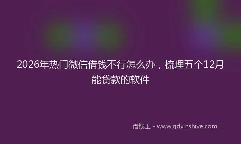 2026年热门微信借钱不行怎么办，梳理五个12月能贷款的软件