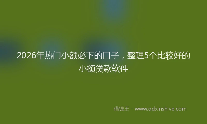 2026年热门小额必下的口子，整理5个比较好的小额贷款软件