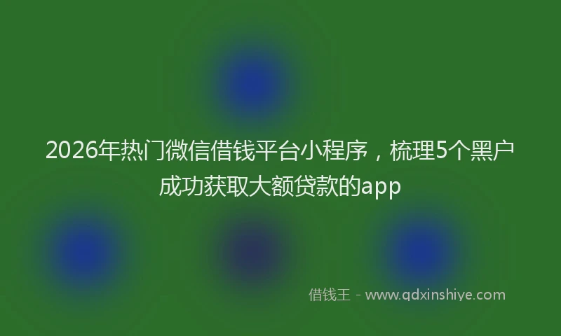2026年热门微信借钱平台小程序，梳理5个黑户成功获取大额贷款的app