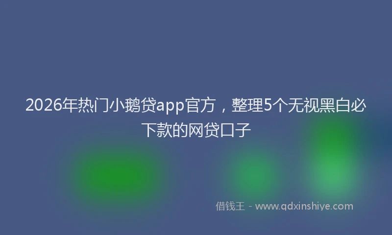 2026年热门小鹅贷app官方，整理5个无视黑白必下款的网贷口子