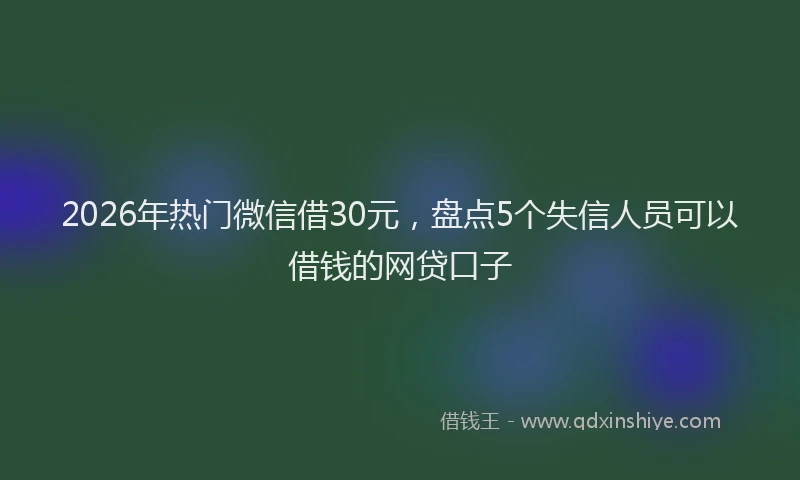 2026年热门微信借30元，盘点5个失信人员可以借钱的网贷口子