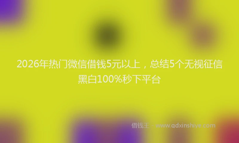 2026年热门微信借钱5元以上,总结5个无视征信黑白100%秒下平台