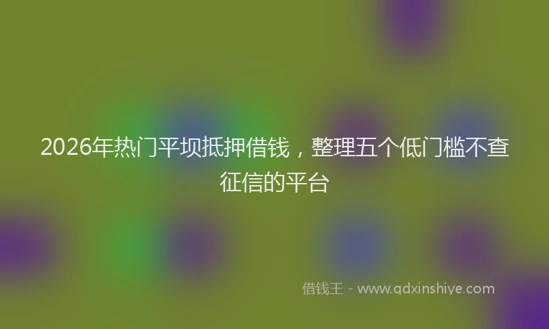 2026年热门平坝抵押借钱，整理五个低门槛不查征信的平台