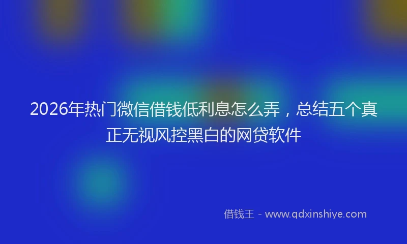 2026年热门微信借钱低利息怎么弄，总结五个真正无视风控黑白的网贷软件