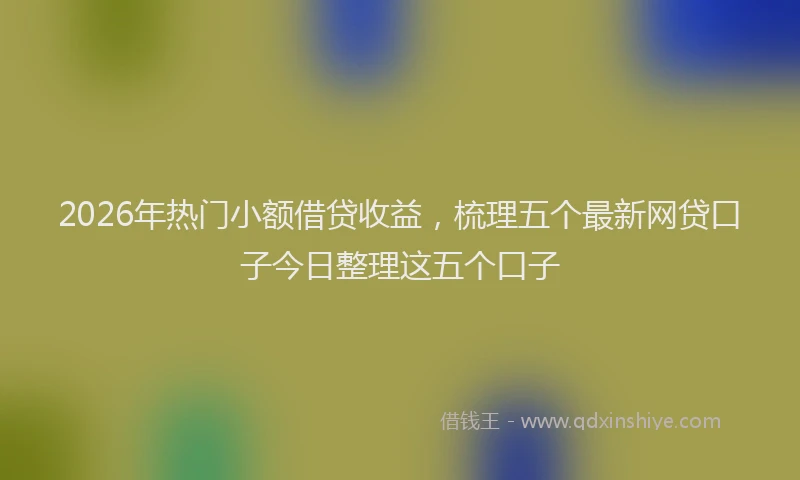 2026年热门小额借贷收益，梳理五个最新网贷口子今日整理这五个口子