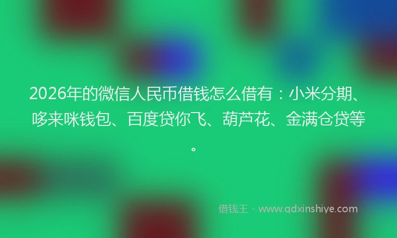 2026年的微信人民币借钱怎么借有：小米分期、哆来咪钱包、百度贷你飞、葫芦花、金满仓贷等。