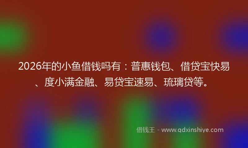 2026年的小鱼借钱吗有：普惠钱包、借贷宝快易、度小满金融、易贷宝速易、琉璃贷等。
