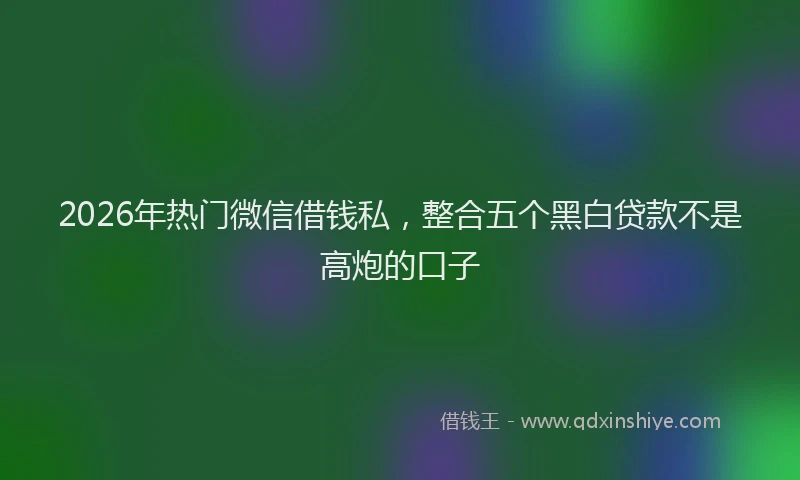 2026年热门微信借钱私，整合五个黑白贷款不是高炮的口子