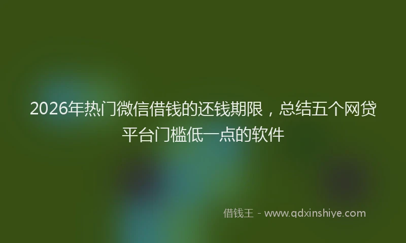 2026年热门微信借钱的还钱期限,总结五个网贷平台门槛低一点的软件