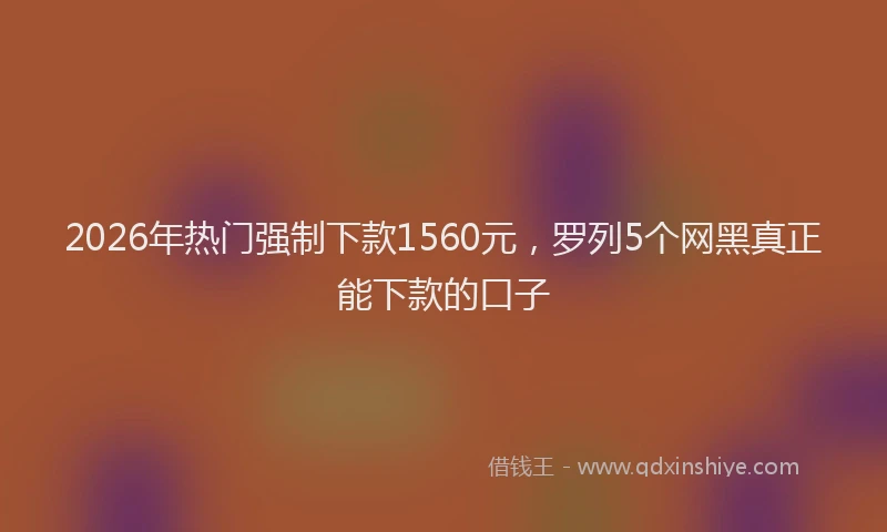 2026年热门强制下款1560元，罗列5个网黑真正能下款的口子