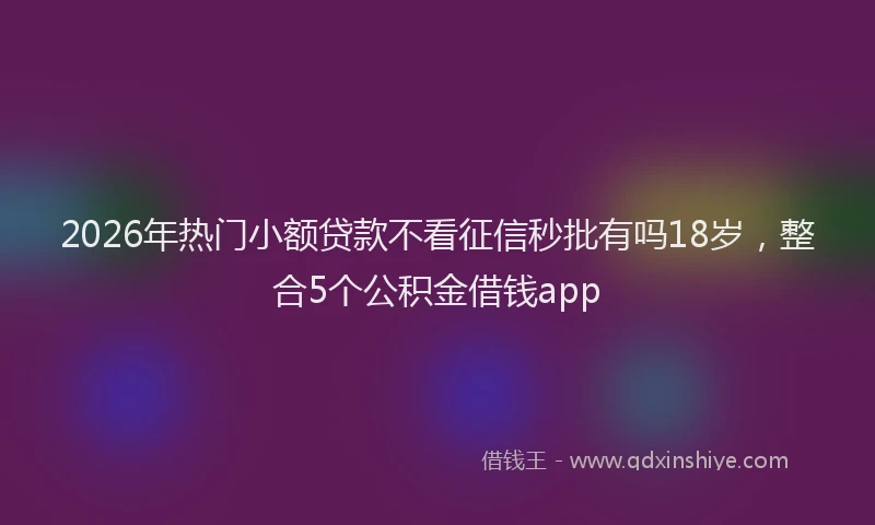 2026年热门小额贷款不看征信秒批有吗18岁，整合5个公积金借钱app