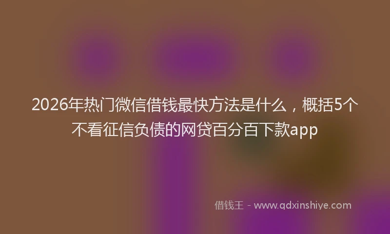 2026年热门微信借钱最快方法是什么，概括5个不看征信负债的网贷百分百下款app