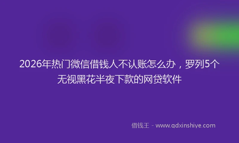 2026年热门微信借钱人不认账怎么办，罗列5个无视黑花半夜下款的网贷软件
