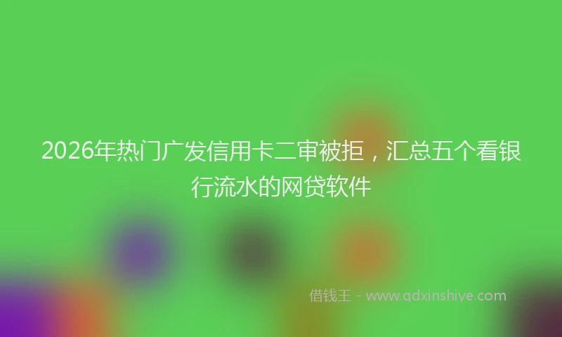 2026年热门广发信用卡二审被拒，汇总五个看银行流水的网贷软件
