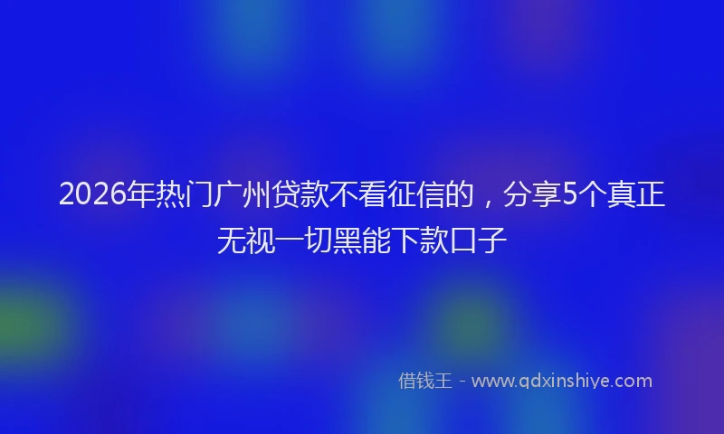 2026年热门广州贷款不看征信的，分享5个真正无视一切黑能下款口子