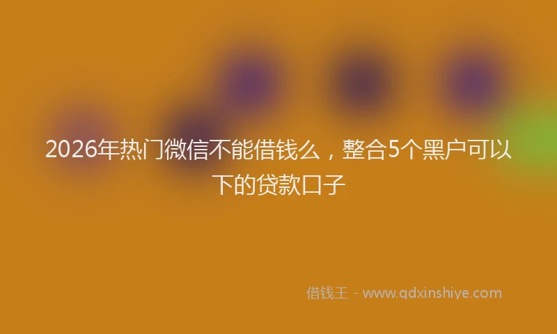 2026年热门微信不能借钱么，整合5个黑户可以下的贷款口子