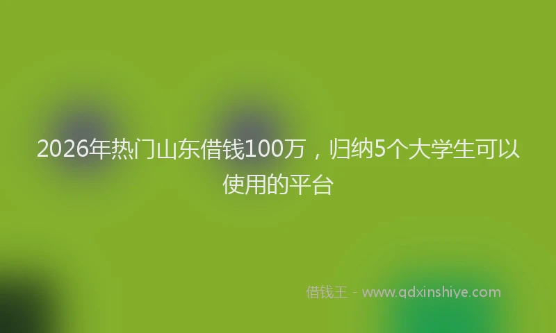 2026年热门山东借钱100万，归纳5个大学生可以使用的平台