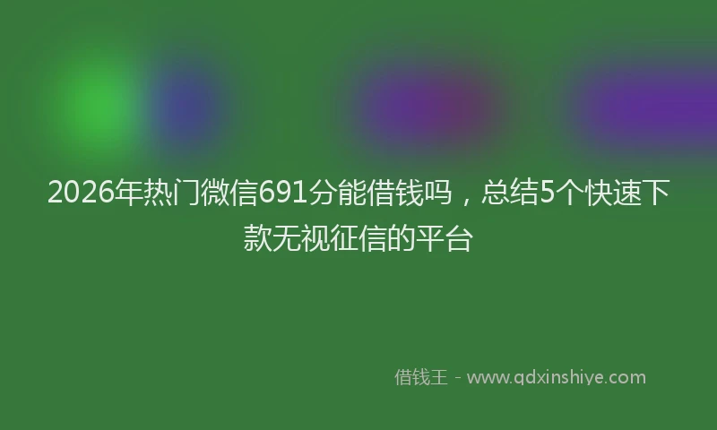 2026年热门微信691分能借钱吗，总结5个快速下款无视征信的平台