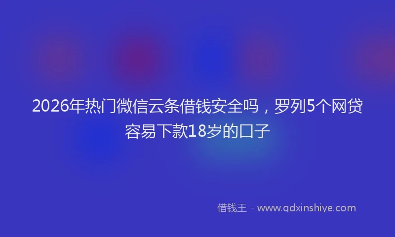 2026年热门微信云条借钱安全吗，罗列5个网贷容易下款18岁的口子