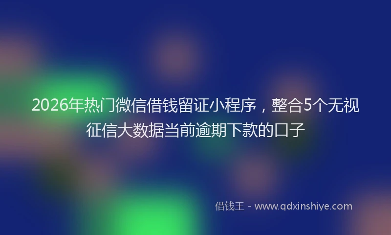 2026年热门微信借钱留证小程序，整合5个无视征信大数据当前逾期下款的口子