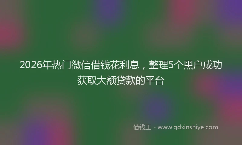 2026年热门微信借钱花利息，整理5个黑户成功获取大额贷款的平台