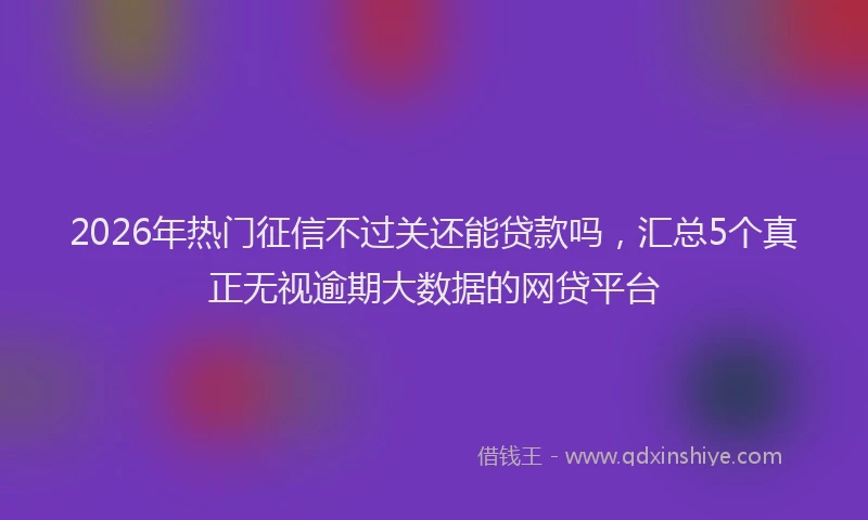 2026年热门征信不过关还能贷款吗，汇总5个真正无视逾期大数据的网贷平台