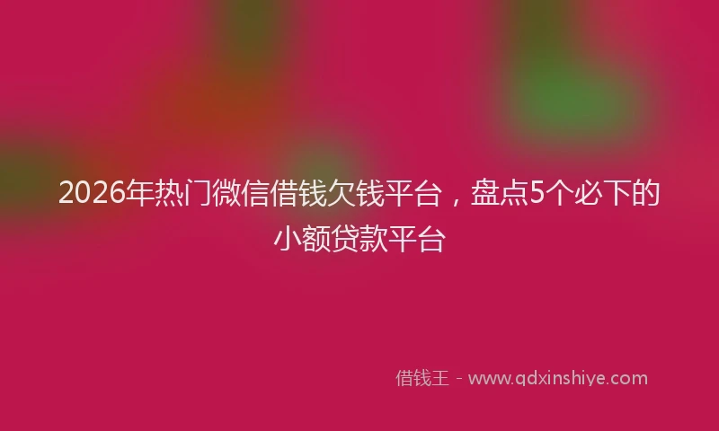 2026年热门微信借钱欠钱平台，盘点5个必下的小额贷款平台