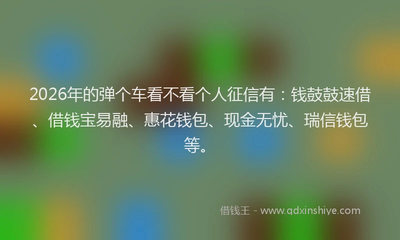 2026年的弹个车看不看个人征信有：钱鼓鼓速借、借钱宝易融、惠花钱包、现金无忧、瑞信钱包等。