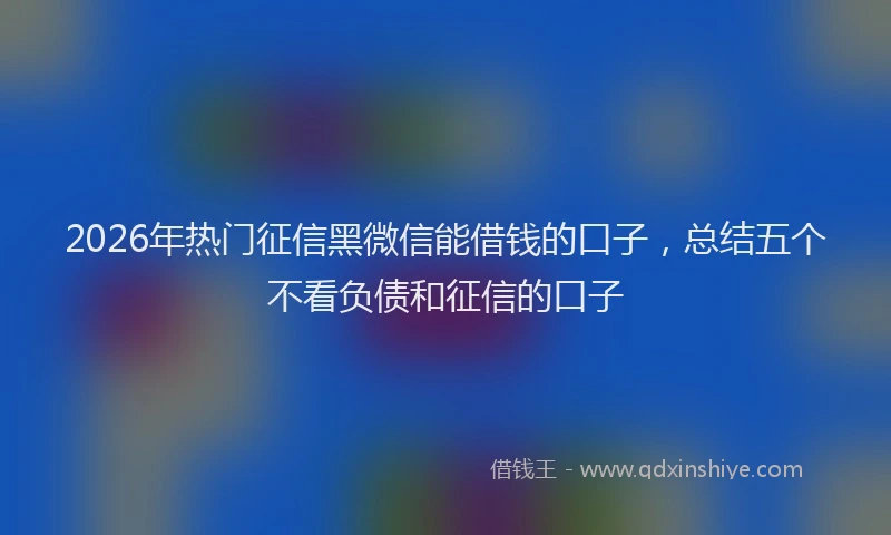 2026年热门征信黑微信能借钱的口子,总结五个不看负债和征信的口子