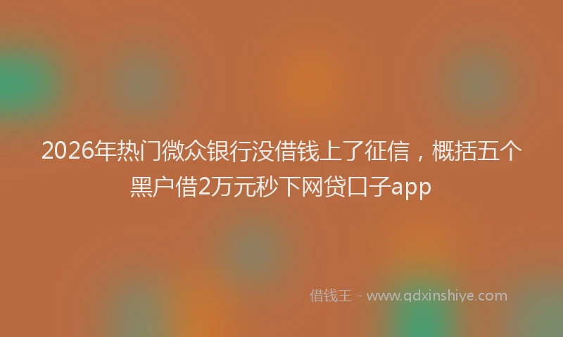2026年热门微众银行没借钱上了征信，概括五个黑户借2万元秒下网贷口子app
